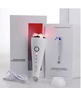 Red and Blue LED light therapy, vibration mode, heat, and cool option, and USP power charge 